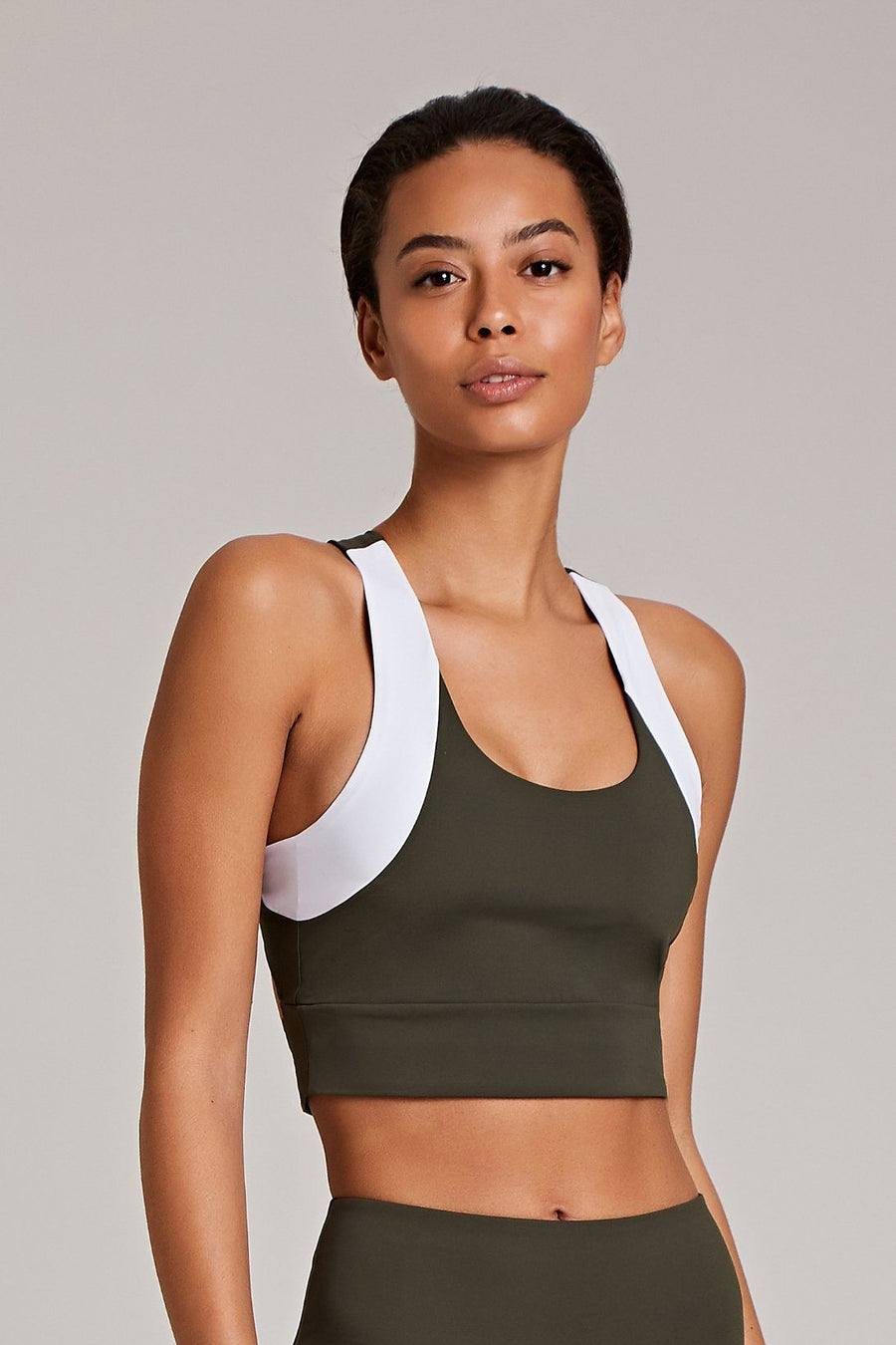 Tara Crop - Olive / White