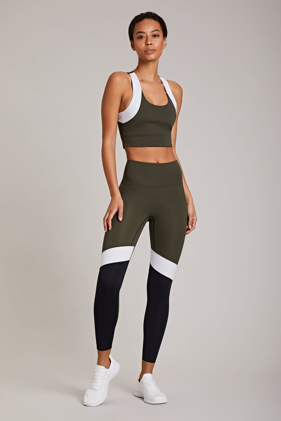 Tara Crop - Olive / White