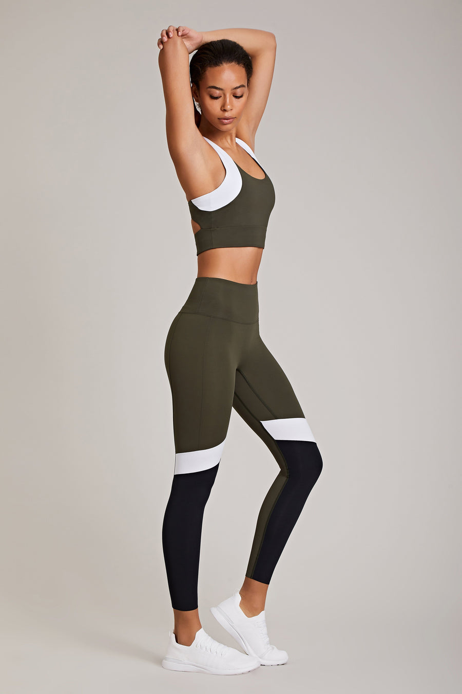 Tara Crop - Olive / White