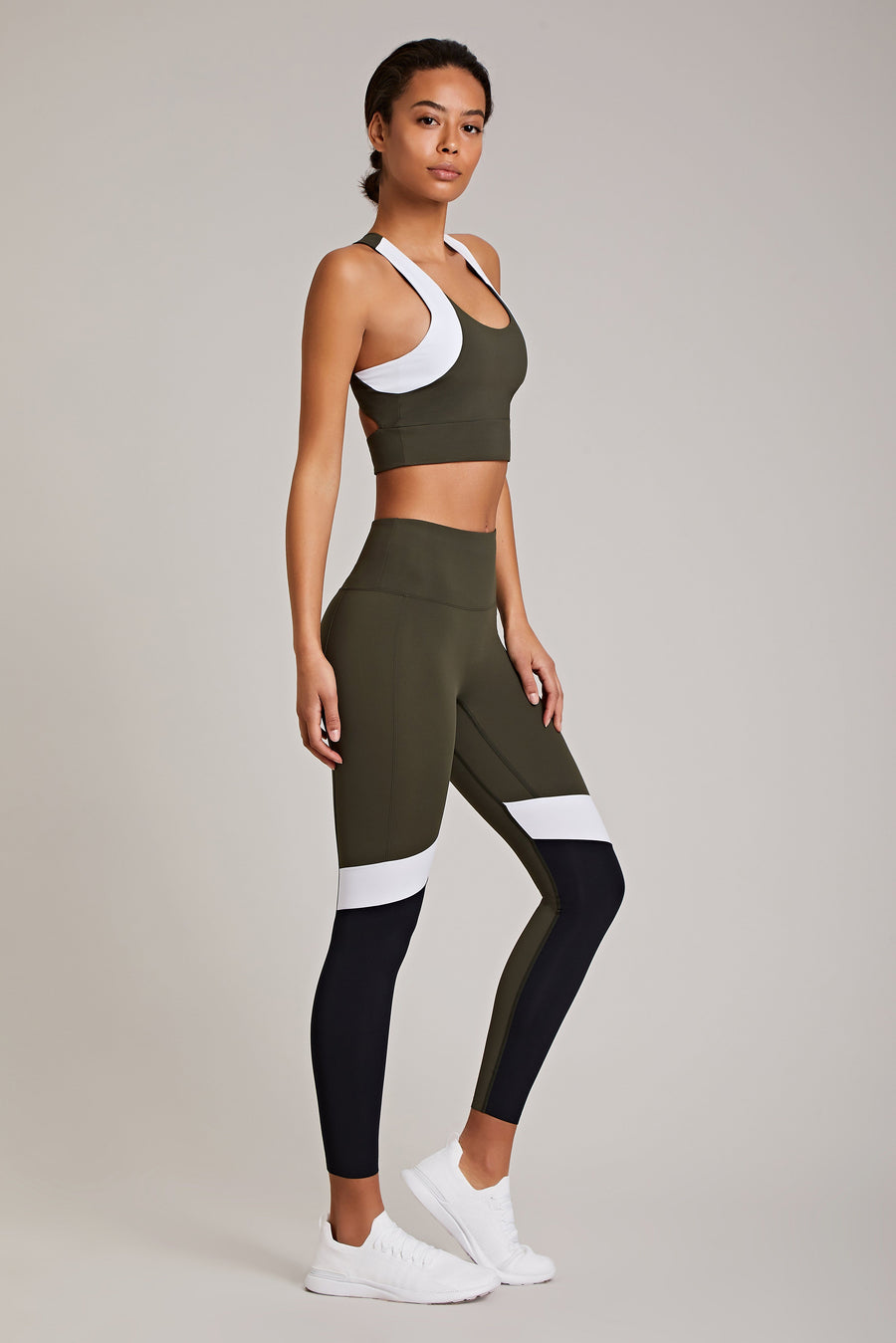 Tara Crop - Olive / White